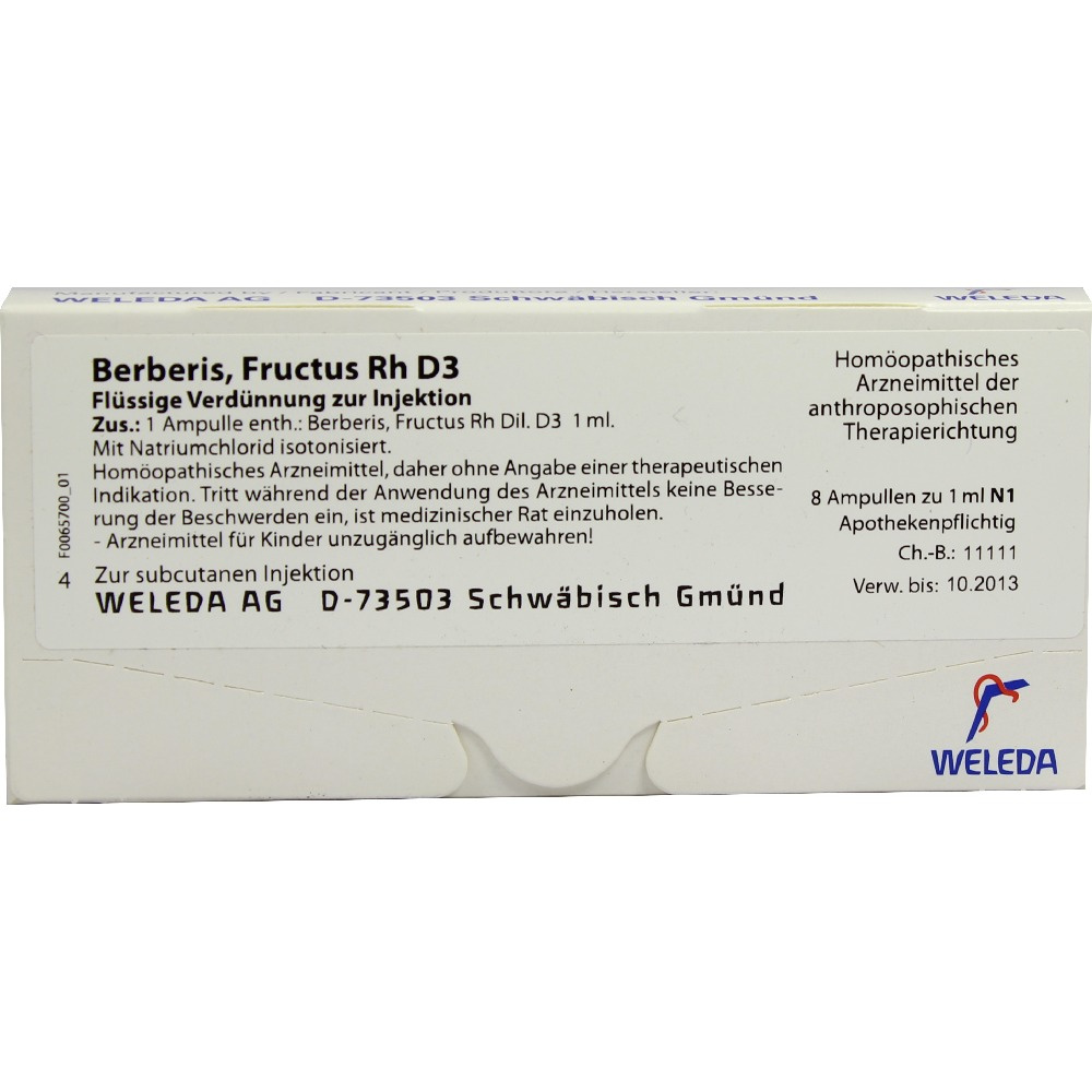 Berberis Fructus Rh D3 8X1 ml fiale
