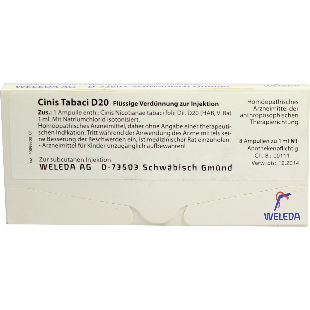 Cinis Tabaci D20 8X1 ml fiale