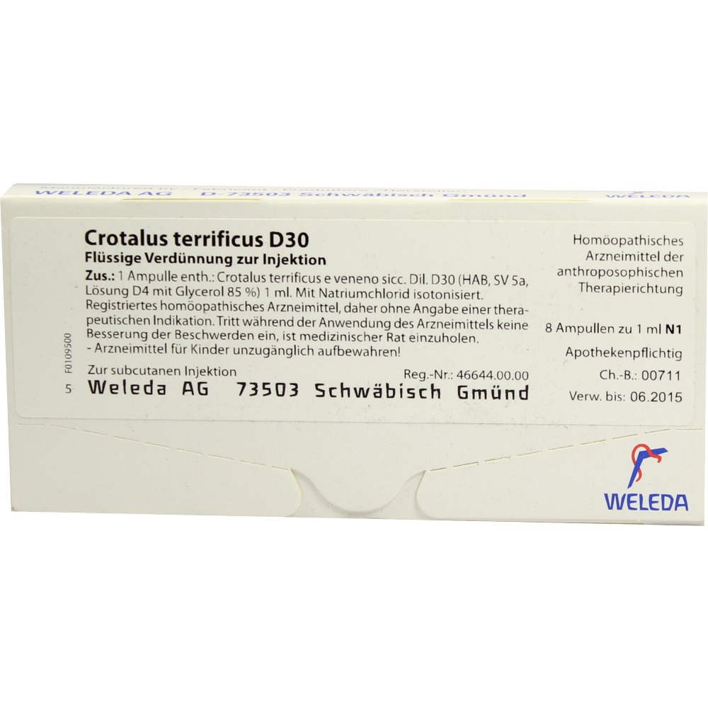 CROTALUS TERRIFICUS D30 8x1 ml fiale