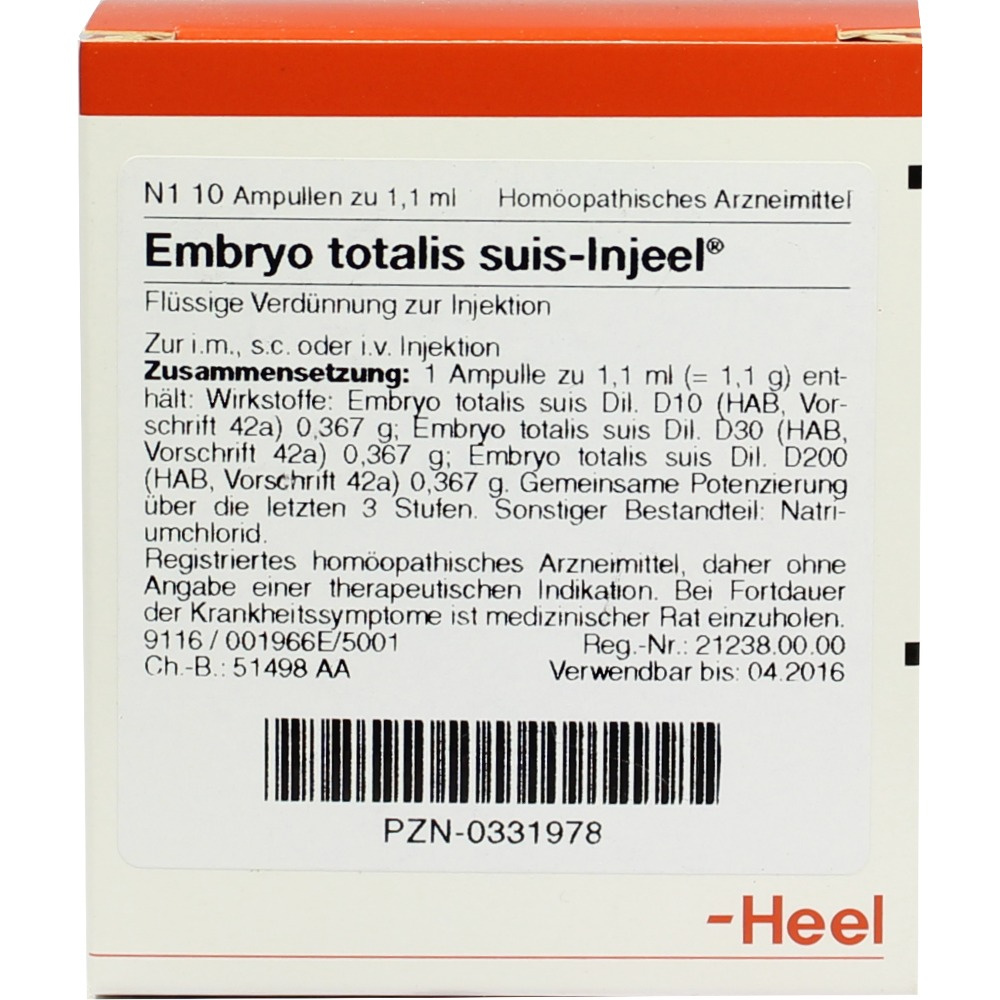 Embryo Totalis Suis Injeel 10 fiale