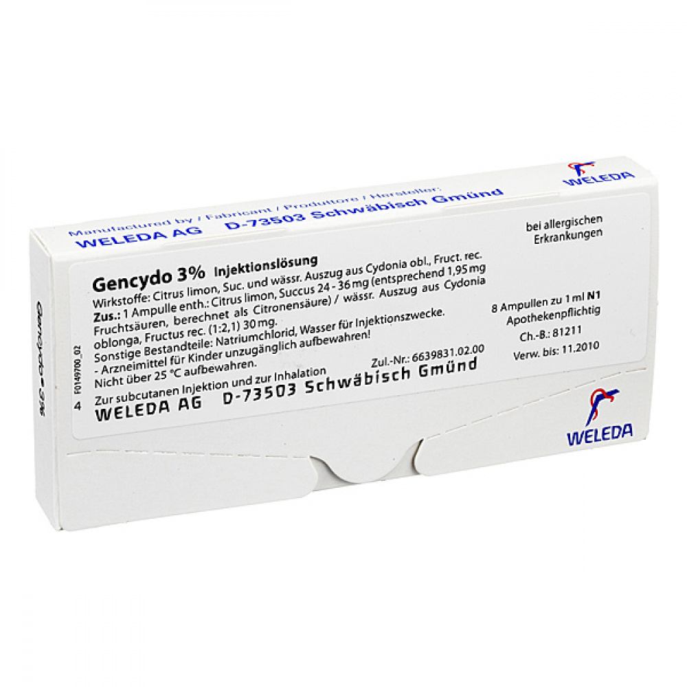 GENCYDO soluzione al 3% iniettabile (citrus cydonia) 8 pz