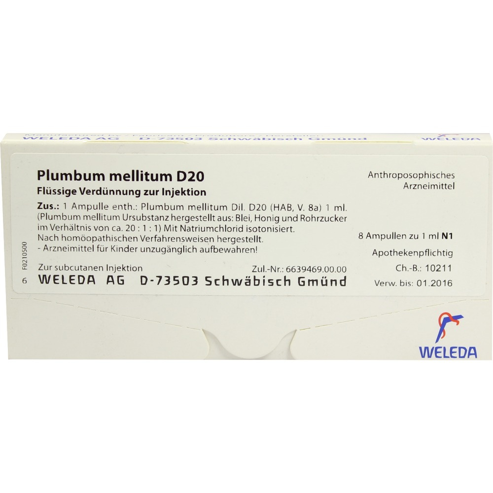Plumbum Mellitum D20  8x1 ml fiale