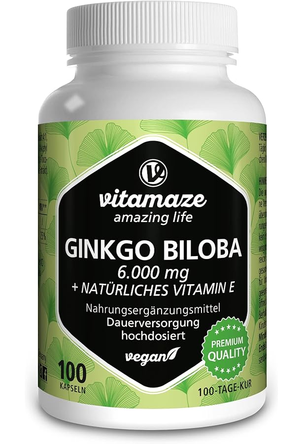 Ginkgo Biloba 100 mg vegano ad alto dosaggio 100 capsule